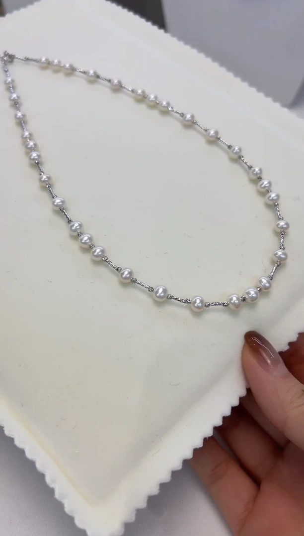 【闪购商品】淡水珍珠银S925镶嵌颈饰设计款