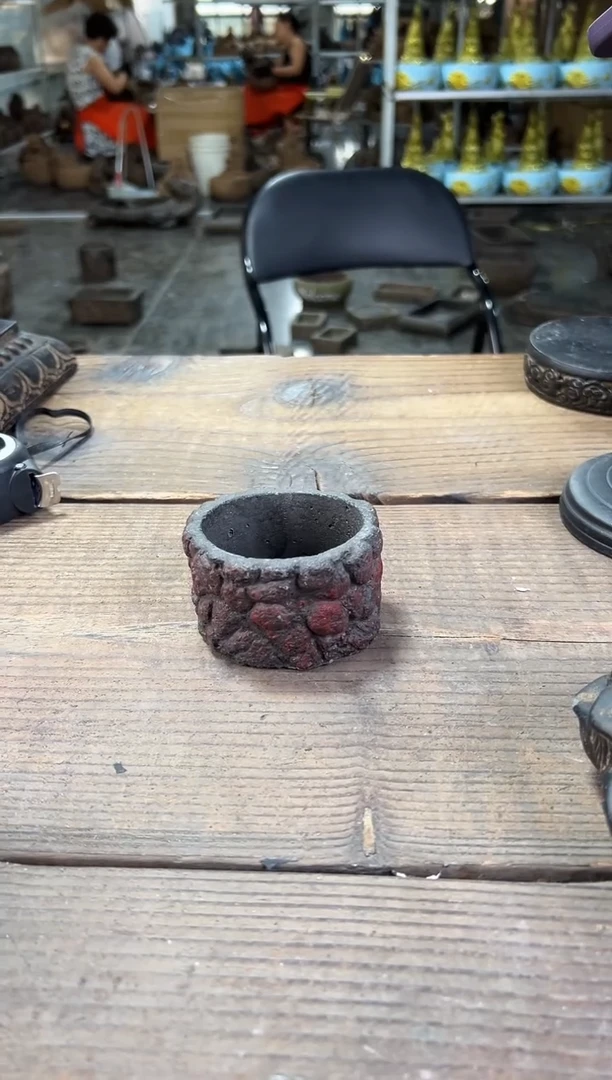 陶土丨灰红色小树桩盆