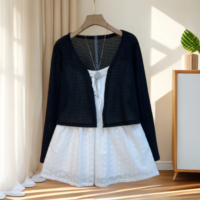 针织开衫加吊带女早秋流行穿搭2025新款外披配吊带两件套显瘦气质