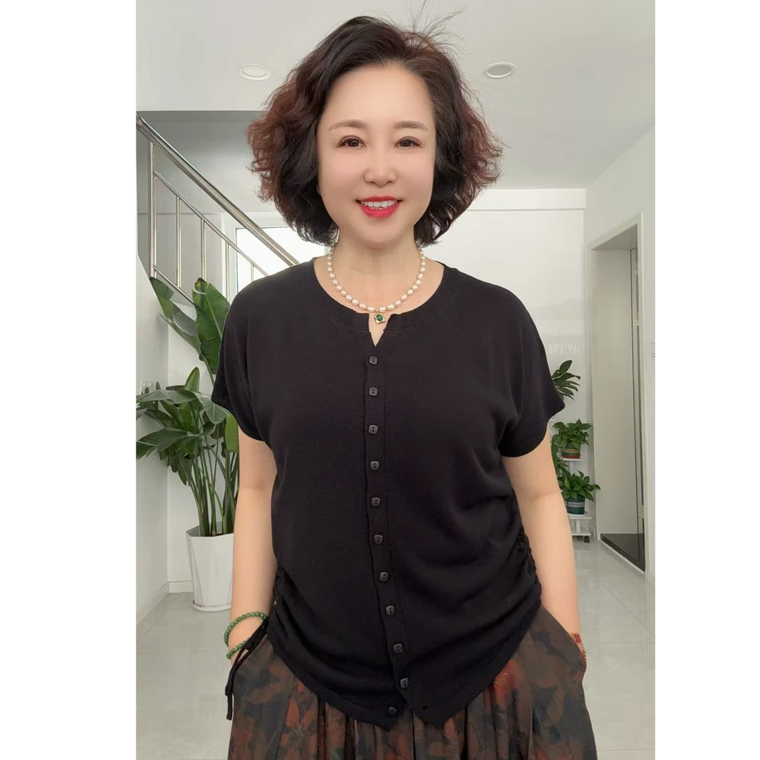 2166两侧抽绳针织衫(衣长56cm左右）