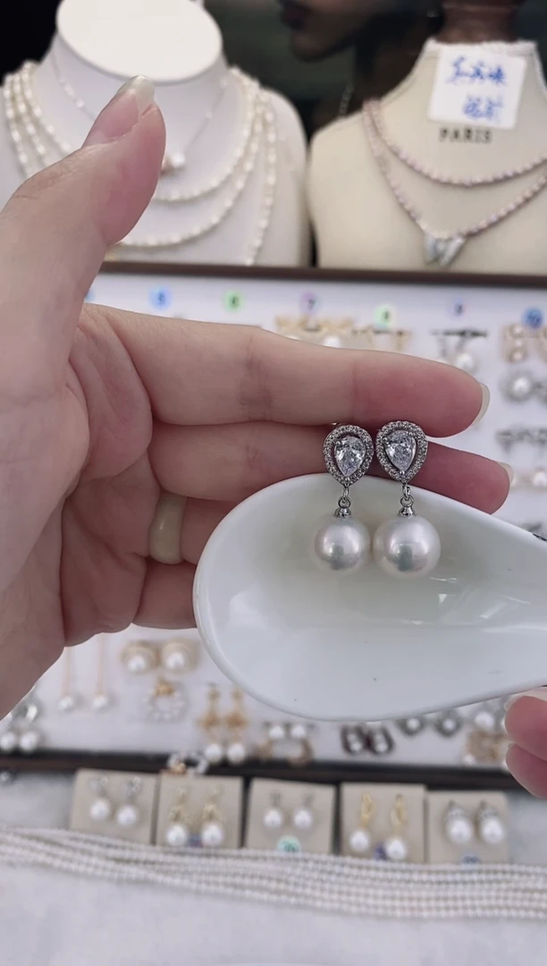 合金耳饰淡水珍珠22圆珠微瑕