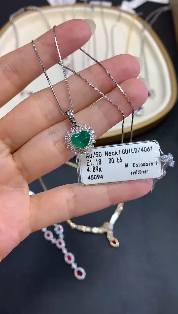 定制祖母绿项链18K金镶嵌W152|19800