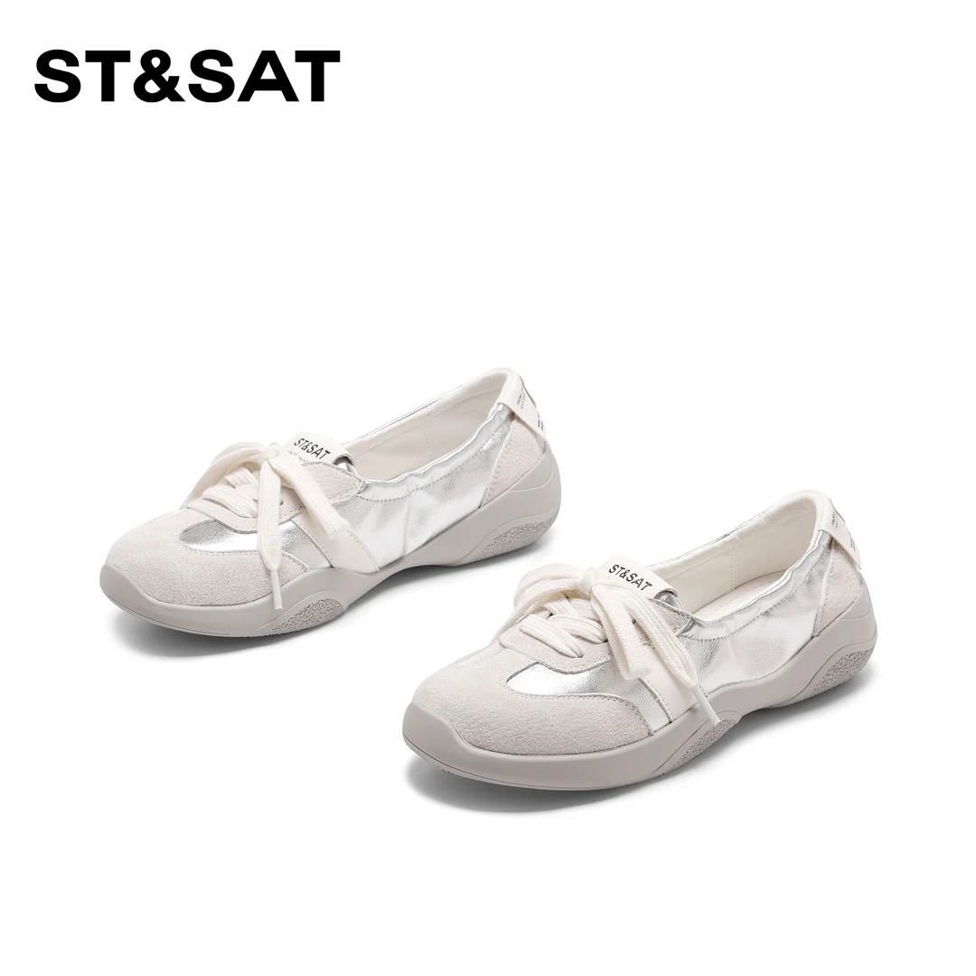 星期六真皮芭蕾风女鞋单鞋女款2025新款爆款秋季浅口休闲鞋德训鞋