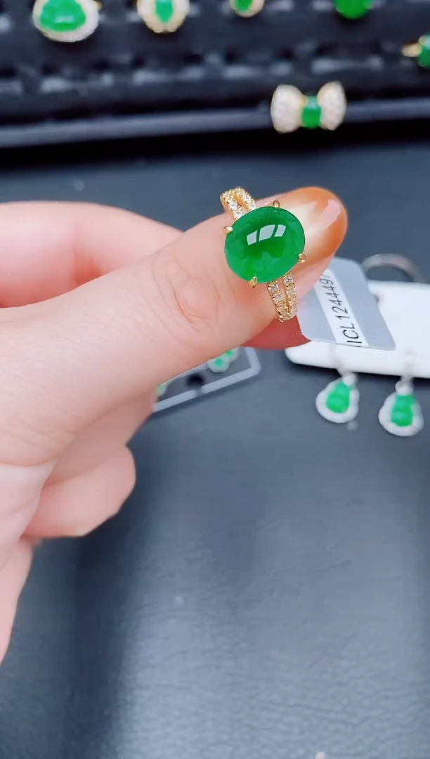 【闪购商品】翡翠戒指银S925镶嵌天然a货翡翠446