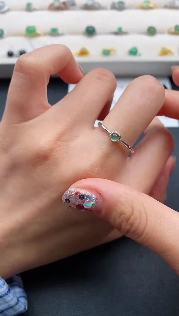 银S925镶嵌戒指翡翠444444444+1