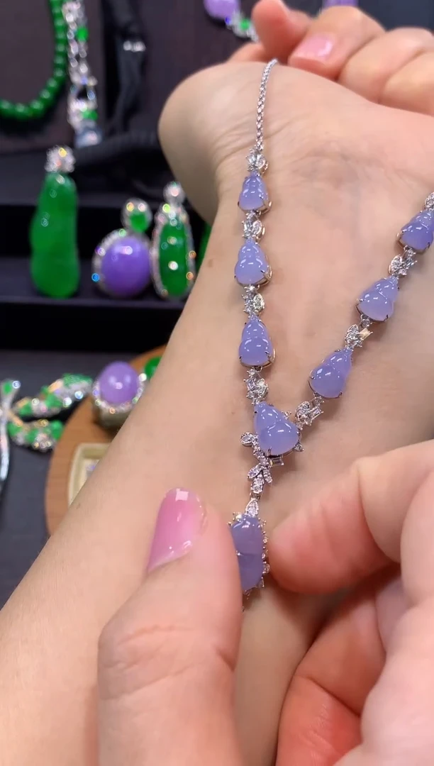 翡翠18K金镶嵌套链套链