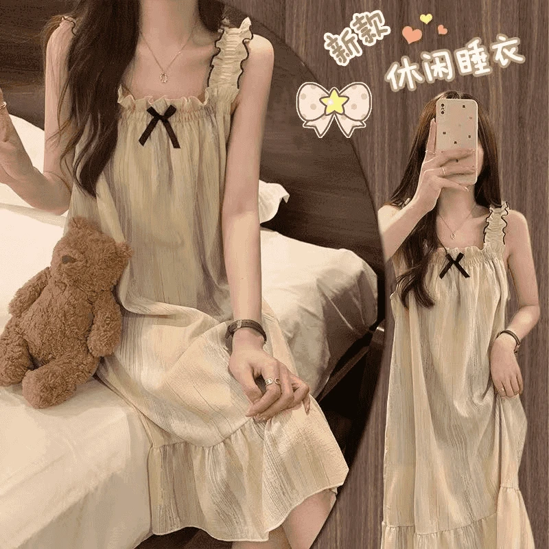 2025新款夏季卡通KT猫带胸垫吊带睡裙女甜美可爱可外穿家居服