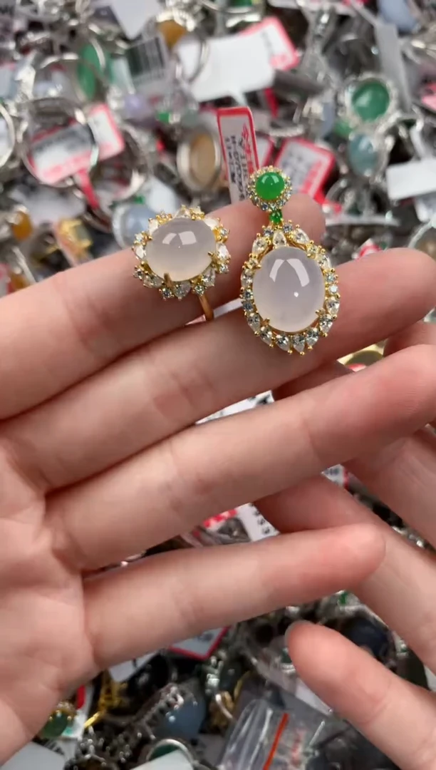 银S925镶嵌戒指翡翠6666----5