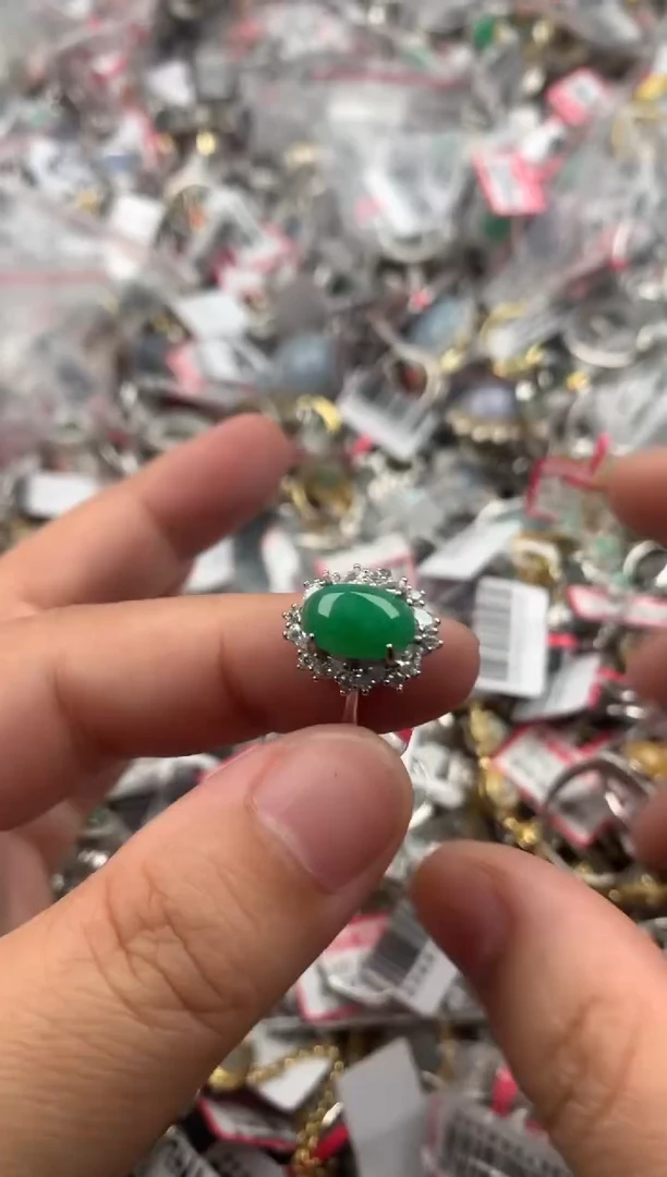 银S925镶嵌戒指翡翠111111  10