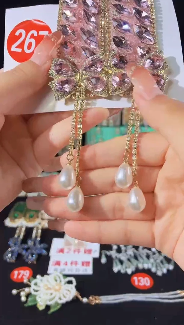 仿水晶锌合金267原创重工发夹1对
