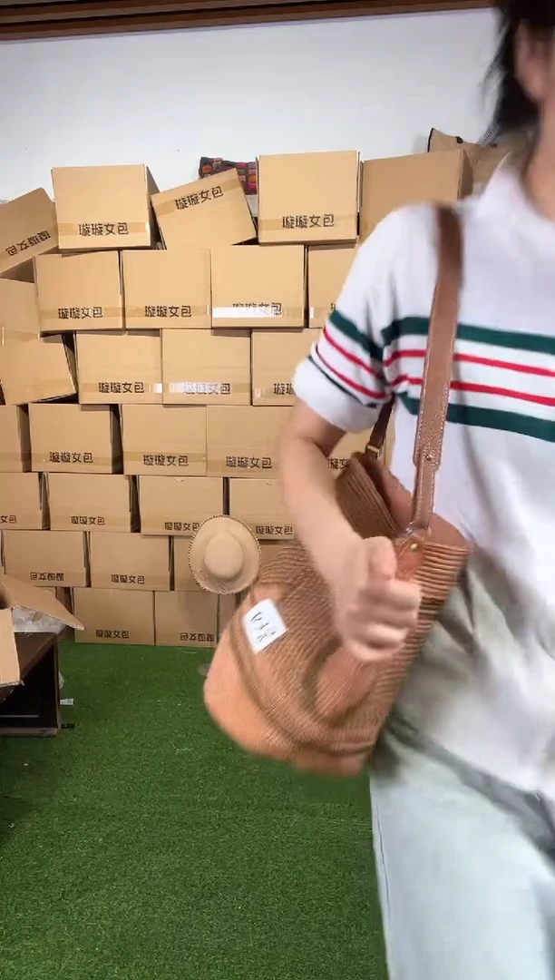 拉菲草手工编织包包038