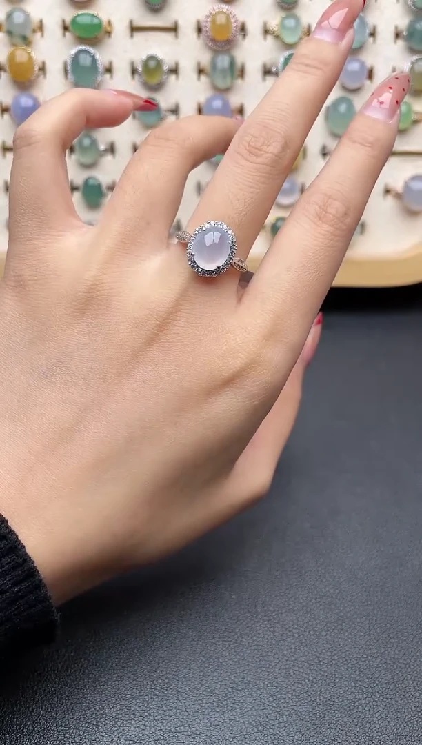 【闪购商品】翡翠戒指银S925镶嵌一物一证一礼盒