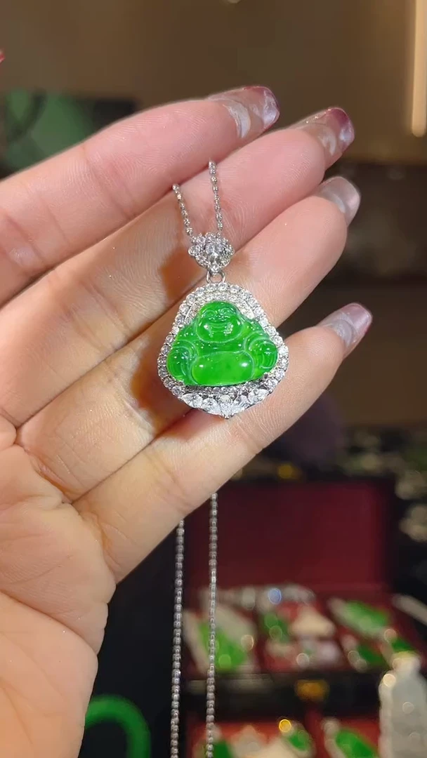 【闪购商品】翡翠吊坠(不含链)银S925镶嵌天然翡翠A货