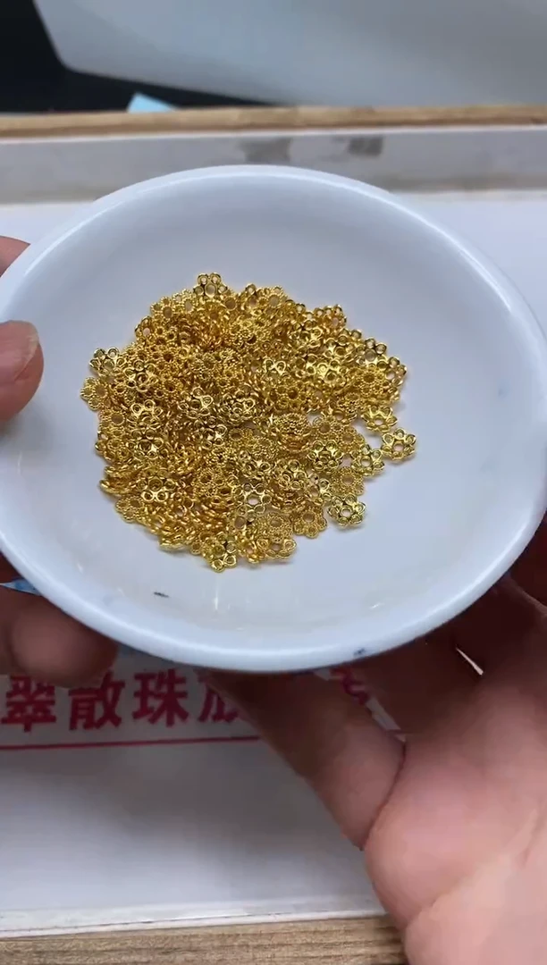 玛瑙/玉髓散珠合金M848 金色花托100个15元