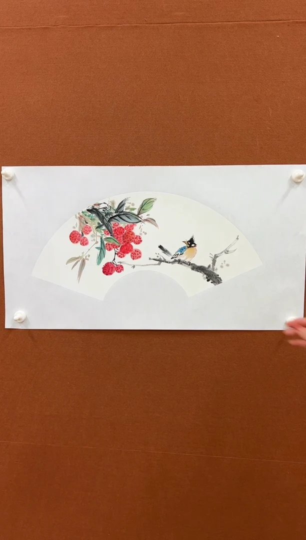 国画李文峰扇面花鸟