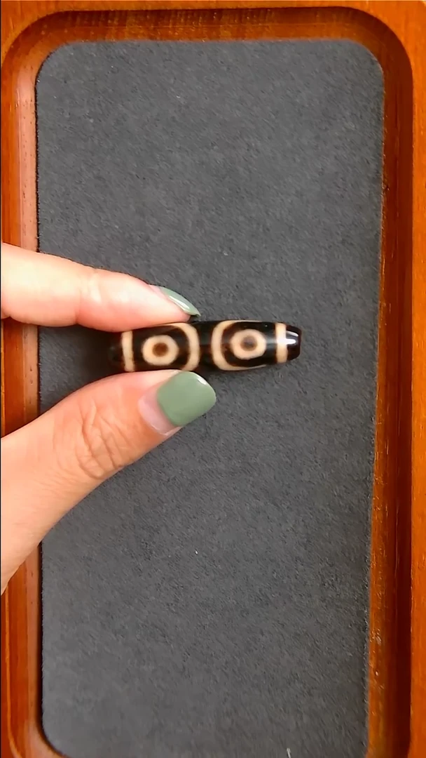 未镶嵌玛瑙/玉髓珠宝半成品上肯宝盖三眼天珠11*40