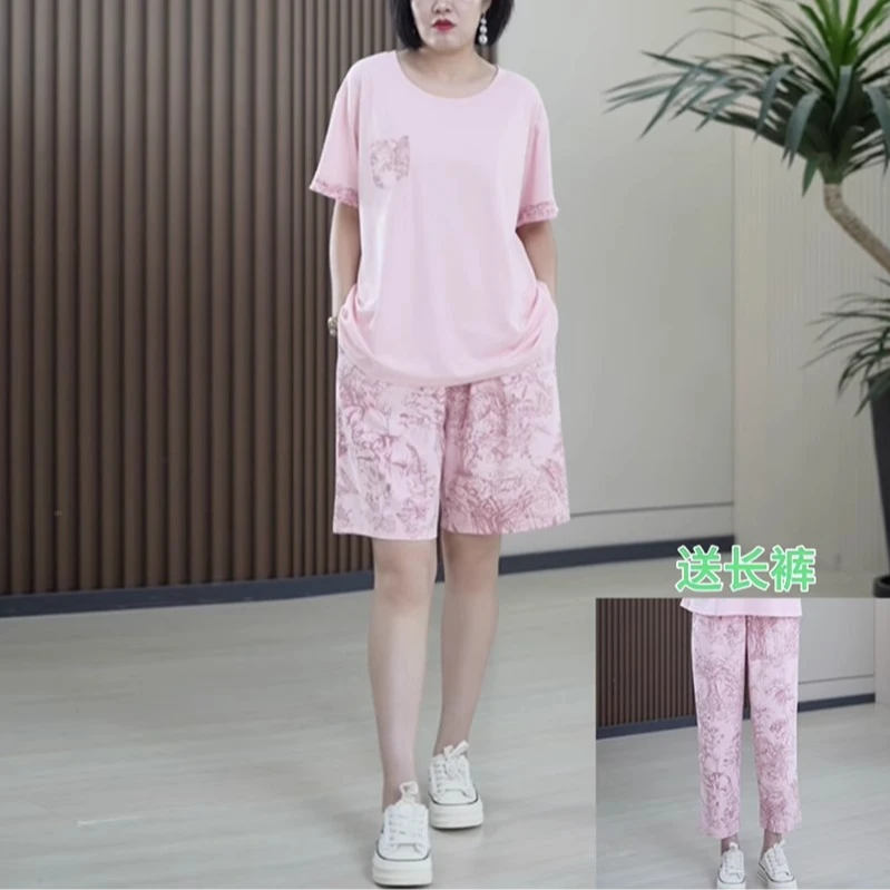 【买二送一】高支裸感棉家居服套装亲肤高弹棉宽松大码四季睡衣女