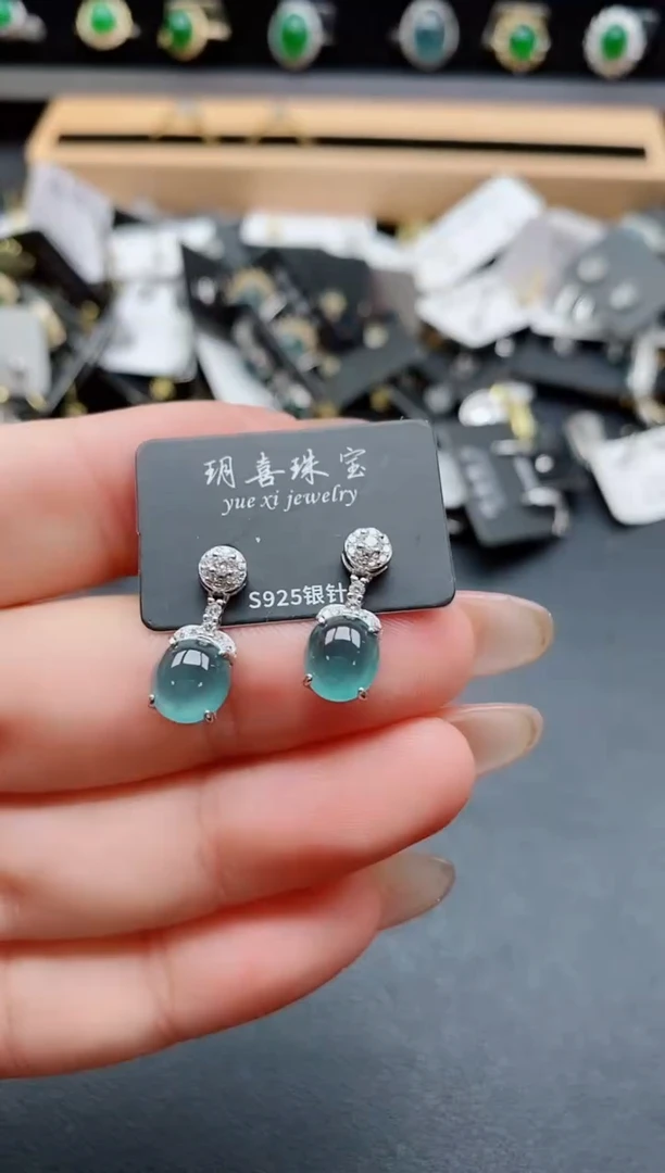 银S925镶嵌戒指翡翠1