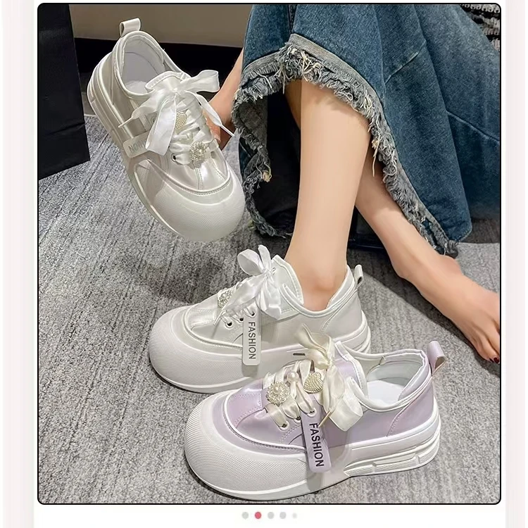 【新疆包邮】24年新款秋季新款珍珠泡芙厚底德迅厚底小白鞋C-18