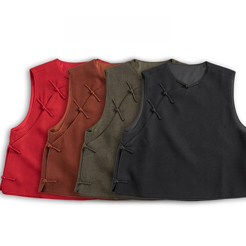 100羊毛（琉钰）斜襟温柔知性气质时尚简约百搭马甲-61316