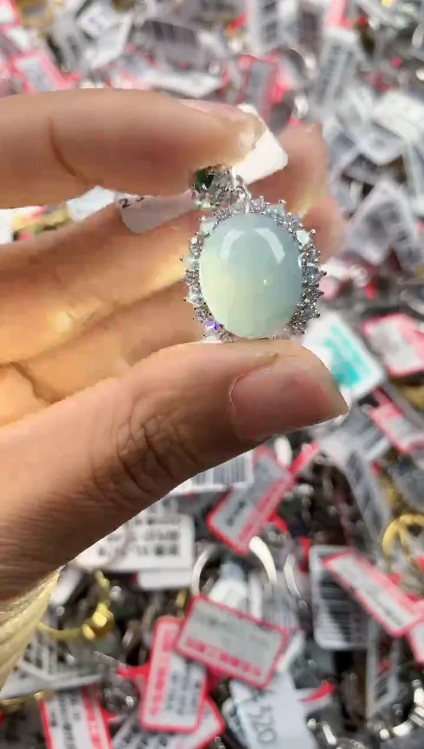 银S925镶嵌戒指翡翠333---7