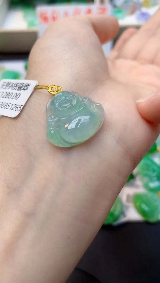 颈饰18K金镶嵌翡翠天然缅甸A货翡翠百元以上9元证书费自理