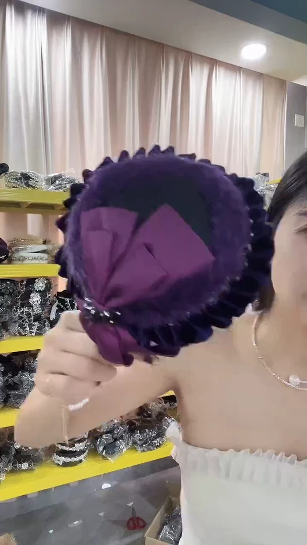 合金布艺紫色礼帽