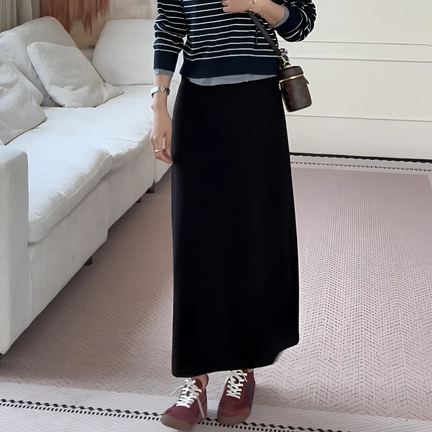 【余欢欢】秋季休闲经典纯色百搭抽绳半身裙 -YHQ50150