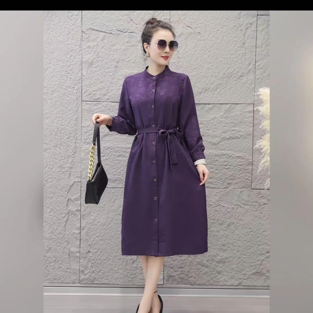 【小立领风衣】2025新款妈妈装时尚洋气中长款气质风衣外套