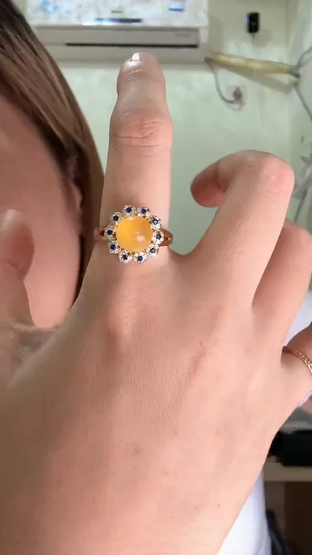 合金蜜蜡戒指蜜蜡戒指