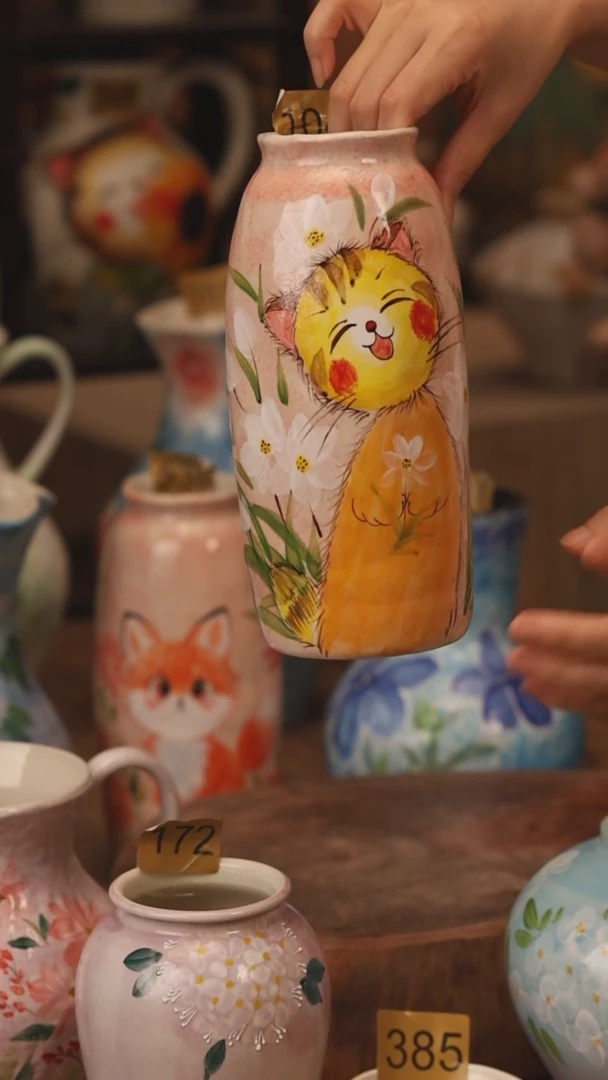 陶瓷104景德镇设计师手作花器摆件侘寂风