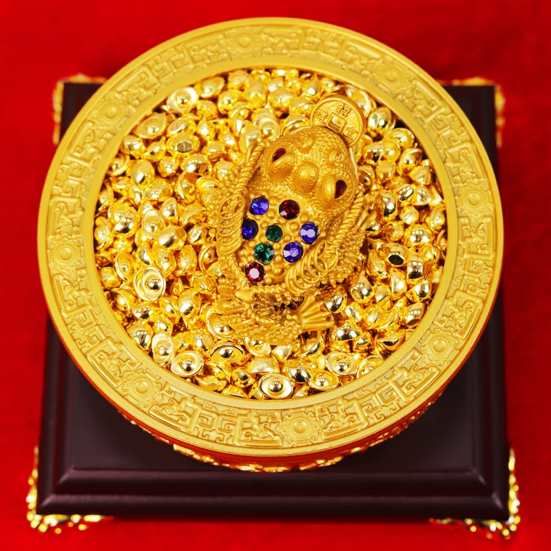 黄铜聚宝乾坤盆摆件家用办公室创意