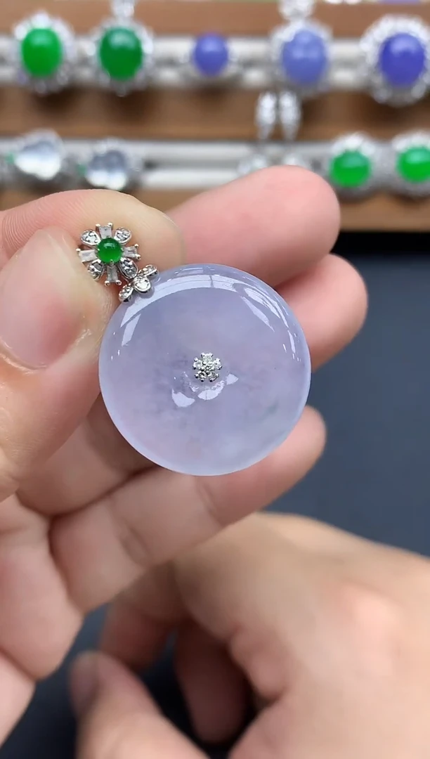 颈饰18K金镶嵌翡翠491-中国好珍宝