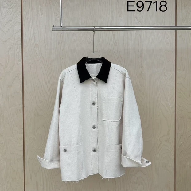 E9718 深圳南油复古工装休闲撞色夹克外套原创设计师款