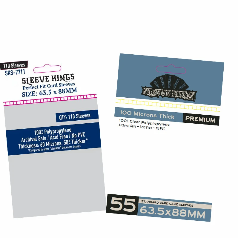 Sleeve Kings桌游卡牌卡套双面透明10个丝厚每包55张卡牌保护膜