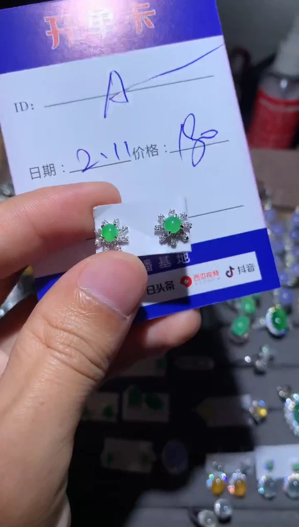 【闪购商品】翡翠耳饰银S925镶嵌定向 Aupuy