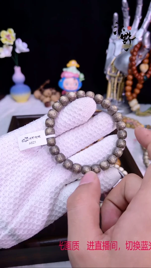 手串星月菩提9x8墨冰月留白A621