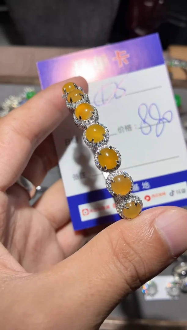 翡翠手镯银S925镶嵌好**连好运连连