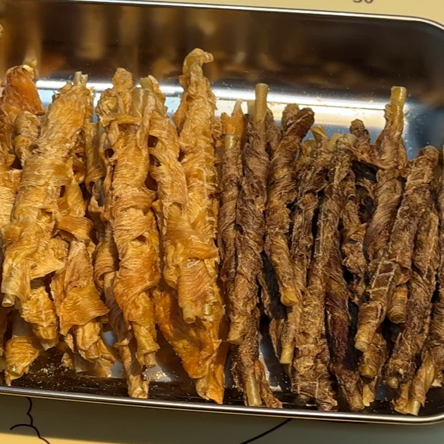 纯手工宠物零食鸡肉鸭肉绕牛皮磨牙棒耐咬洁齿训狗咬棒