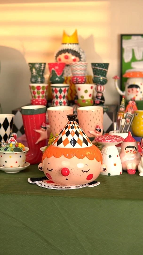 .喜上陶社大头储物罐子