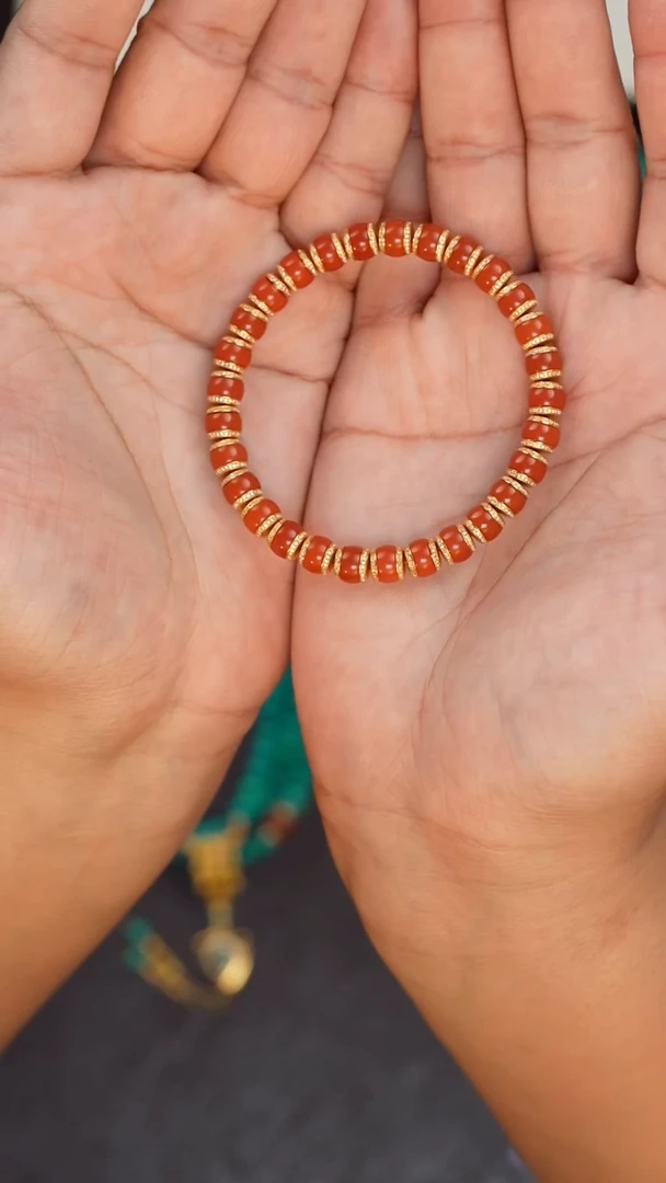 【闪购商品】南红玛瑙手串18K金镶嵌南红手串