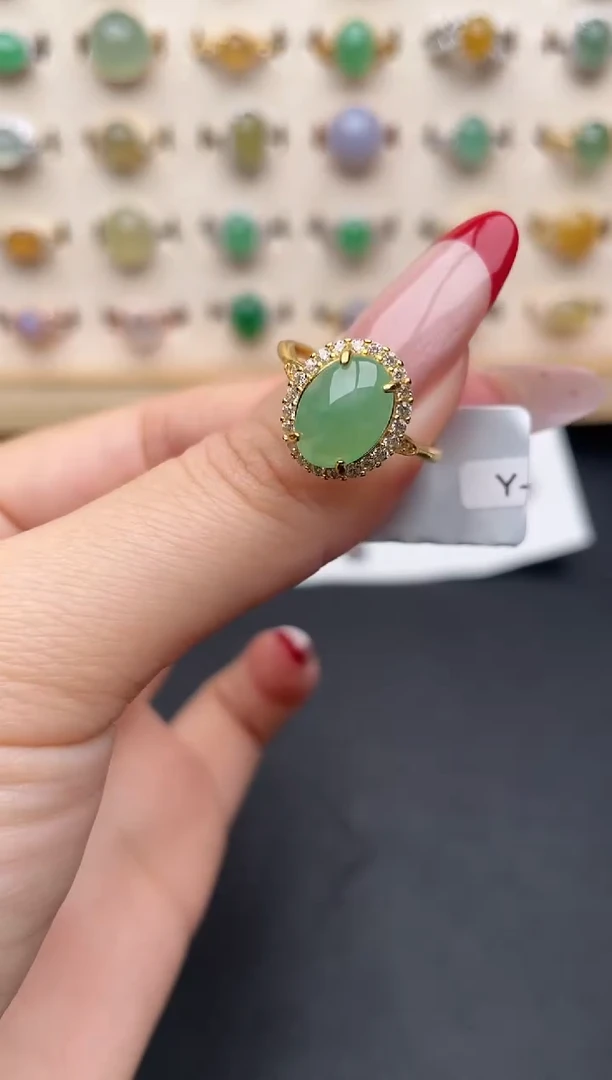 【闪购商品】翡翠戒指银S925镶嵌一物一证一礼盒