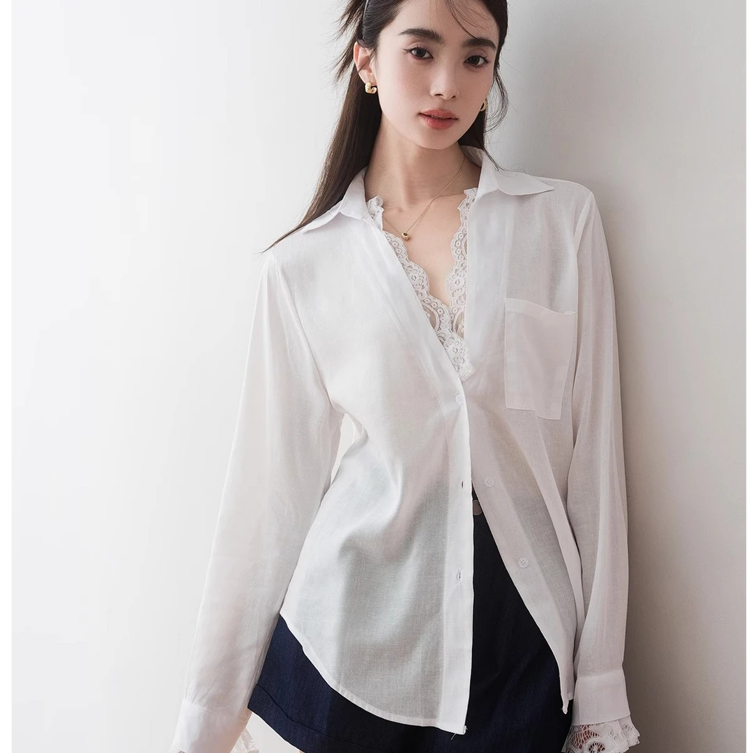 法式V领衬衫女2025新款早春气质宽松衬衣绝美衬衫女款法式衬衫