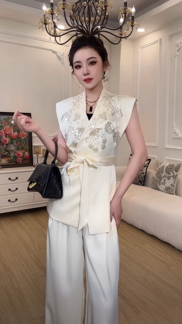 OUPAN 欧盼 深圳南油原创 两件套女时尚气质重工高级感套装女3165