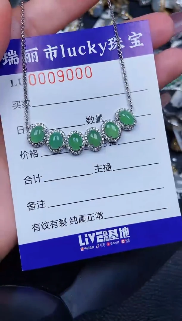 翡翠银S925镶嵌颈饰9000