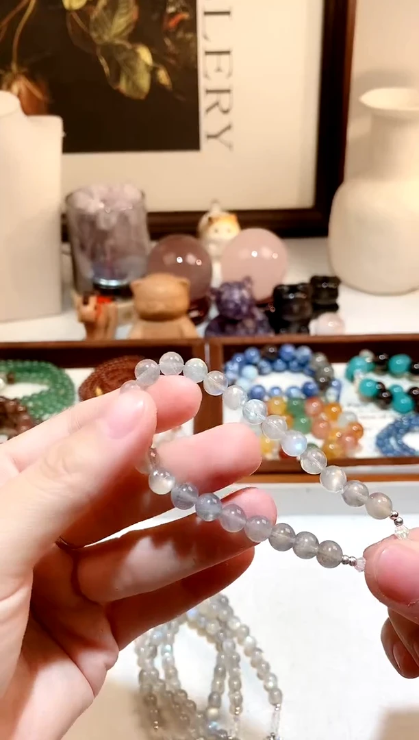 未镶嵌手链拉长石灰月光diy手链 6多样性发一