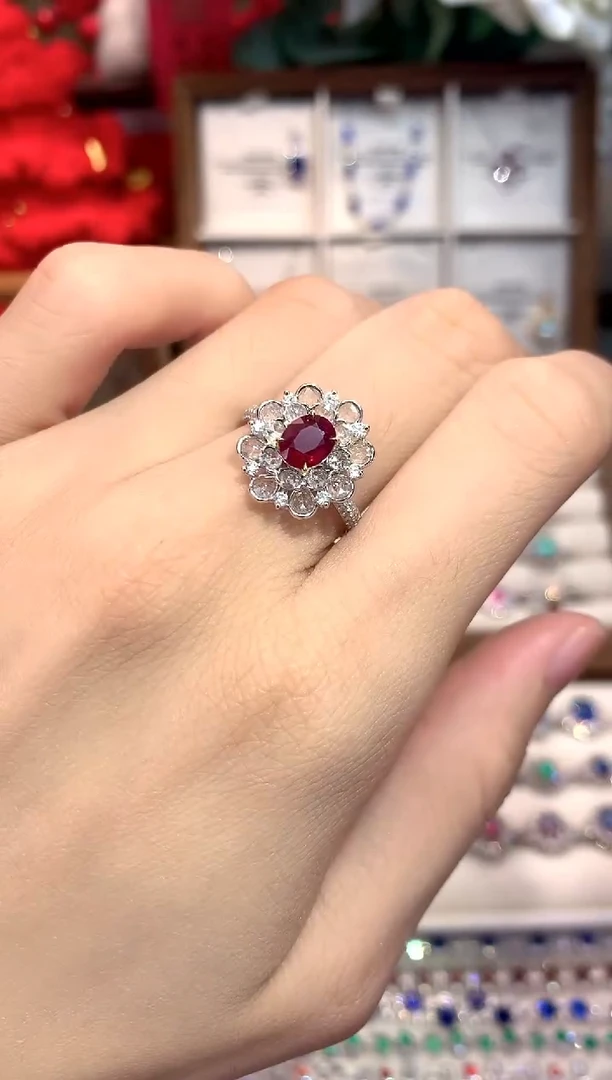 18K金镶嵌戒指红宝石1.1ct/天然宝石/七天无理由