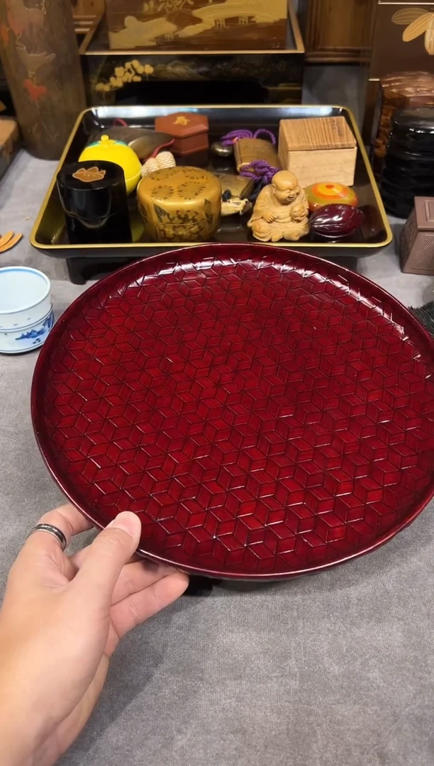 篮胎漆 竹编茶盘