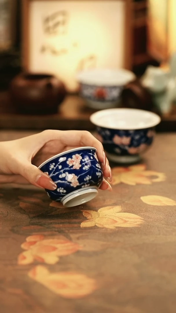 M3006/陶瓷冰梅釉下红炉式杯