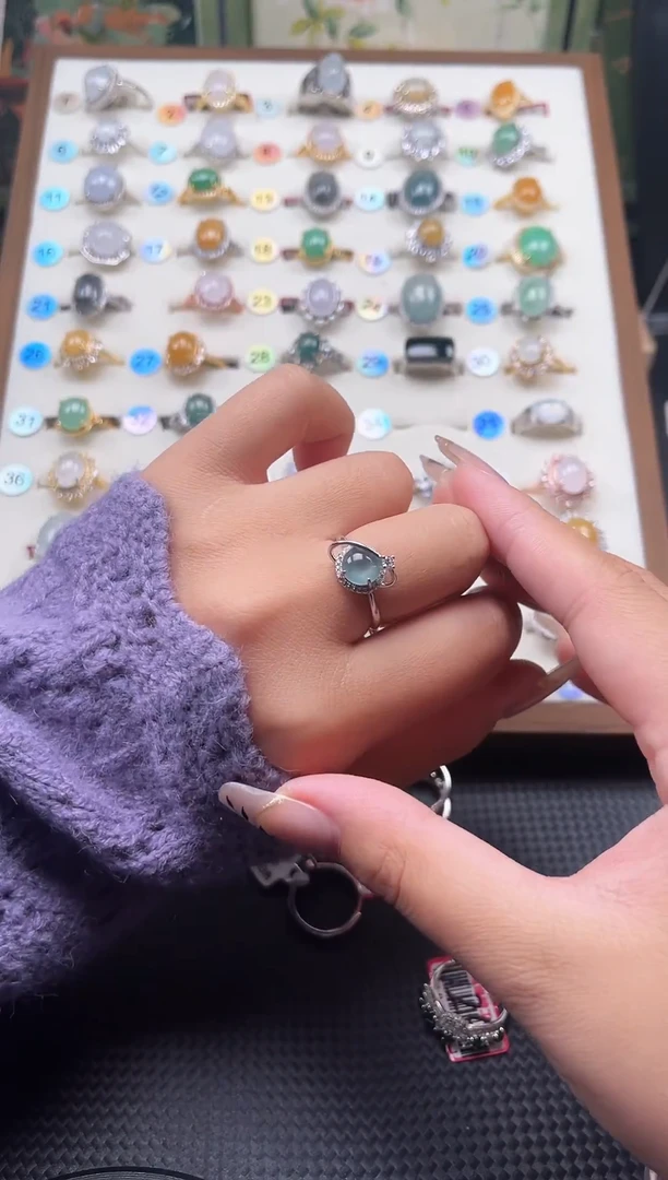 【闪购商品】翡翠戒指银S925镶嵌天然A货翡翠戒指